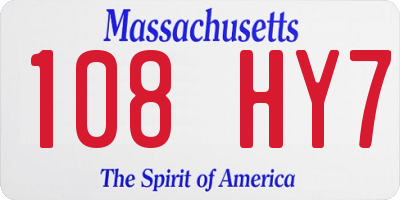 MA license plate 108HY7