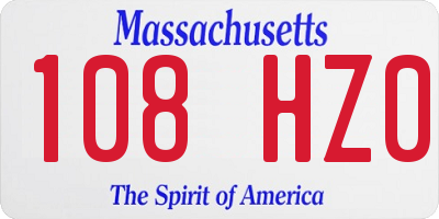 MA license plate 108HZ0