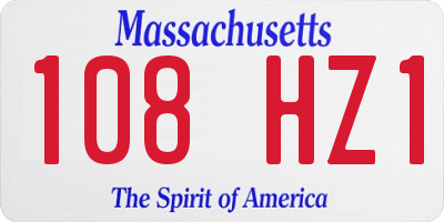 MA license plate 108HZ1