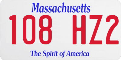 MA license plate 108HZ2