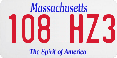 MA license plate 108HZ3