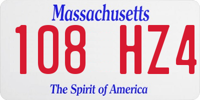 MA license plate 108HZ4