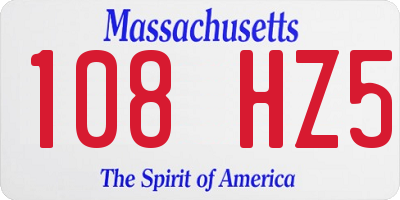 MA license plate 108HZ5