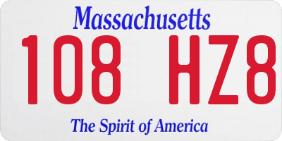 MA license plate 108HZ8