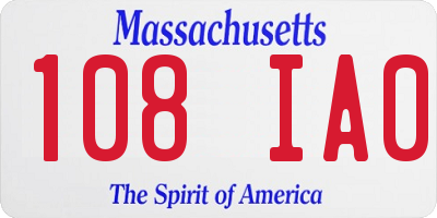 MA license plate 108IA0