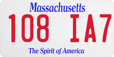 MA license plate 108IA7