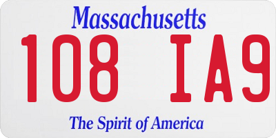 MA license plate 108IA9