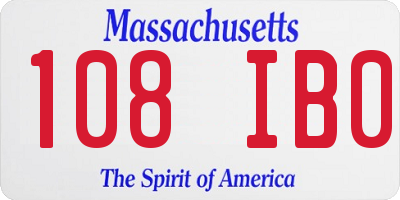 MA license plate 108IB0