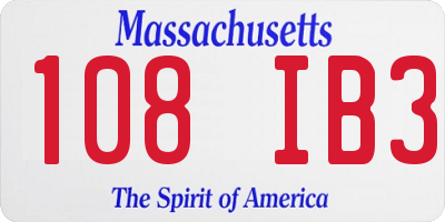 MA license plate 108IB3