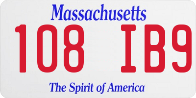 MA license plate 108IB9