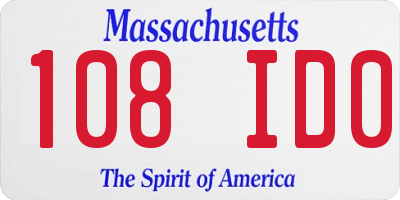 MA license plate 108ID0