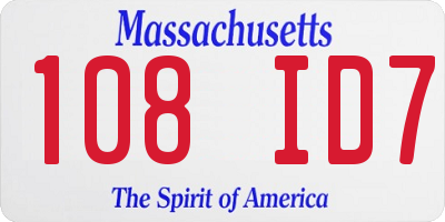 MA license plate 108ID7