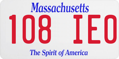 MA license plate 108IE0
