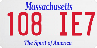 MA license plate 108IE7