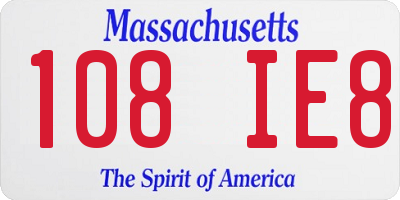 MA license plate 108IE8