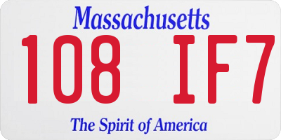 MA license plate 108IF7