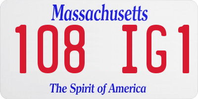 MA license plate 108IG1