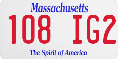 MA license plate 108IG2