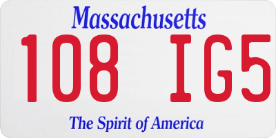 MA license plate 108IG5
