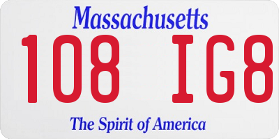 MA license plate 108IG8