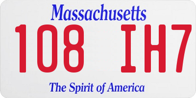 MA license plate 108IH7
