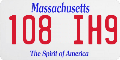 MA license plate 108IH9