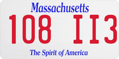 MA license plate 108II3