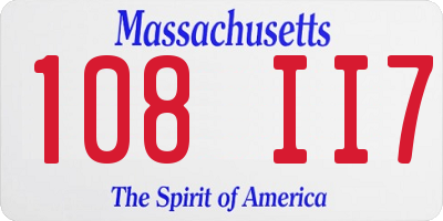 MA license plate 108II7