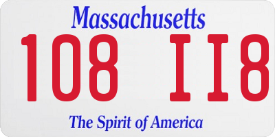 MA license plate 108II8