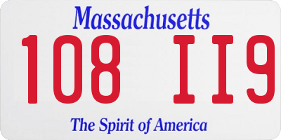 MA license plate 108II9