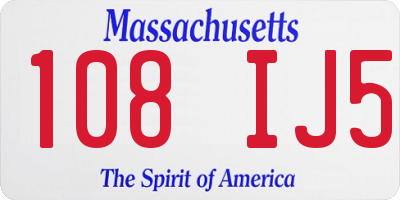 MA license plate 108IJ5