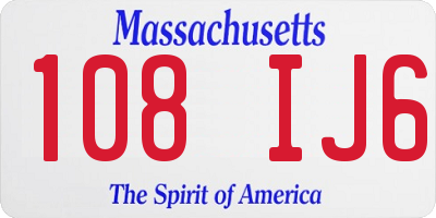 MA license plate 108IJ6