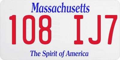 MA license plate 108IJ7