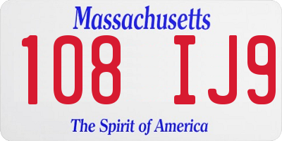 MA license plate 108IJ9