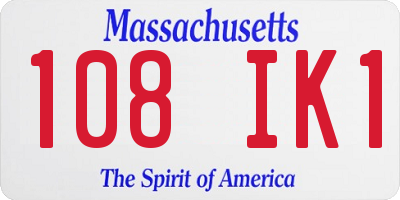 MA license plate 108IK1