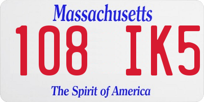 MA license plate 108IK5