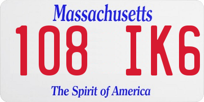 MA license plate 108IK6