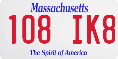 MA license plate 108IK8