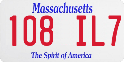 MA license plate 108IL7