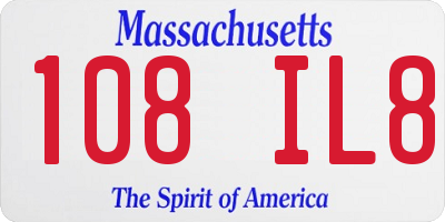 MA license plate 108IL8
