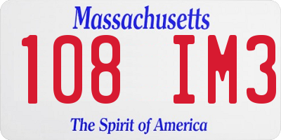 MA license plate 108IM3