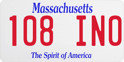 MA license plate 108IN0
