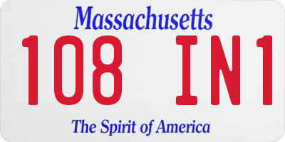 MA license plate 108IN1