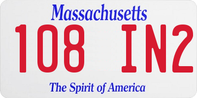 MA license plate 108IN2