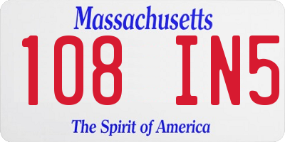 MA license plate 108IN5