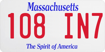 MA license plate 108IN7