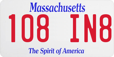 MA license plate 108IN8