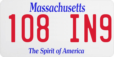 MA license plate 108IN9