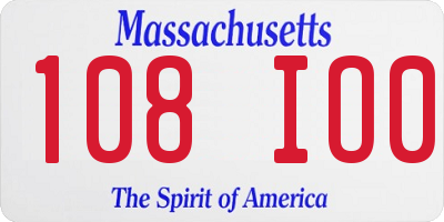 MA license plate 108IO0