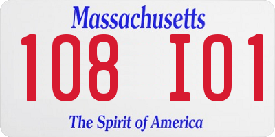 MA license plate 108IO1